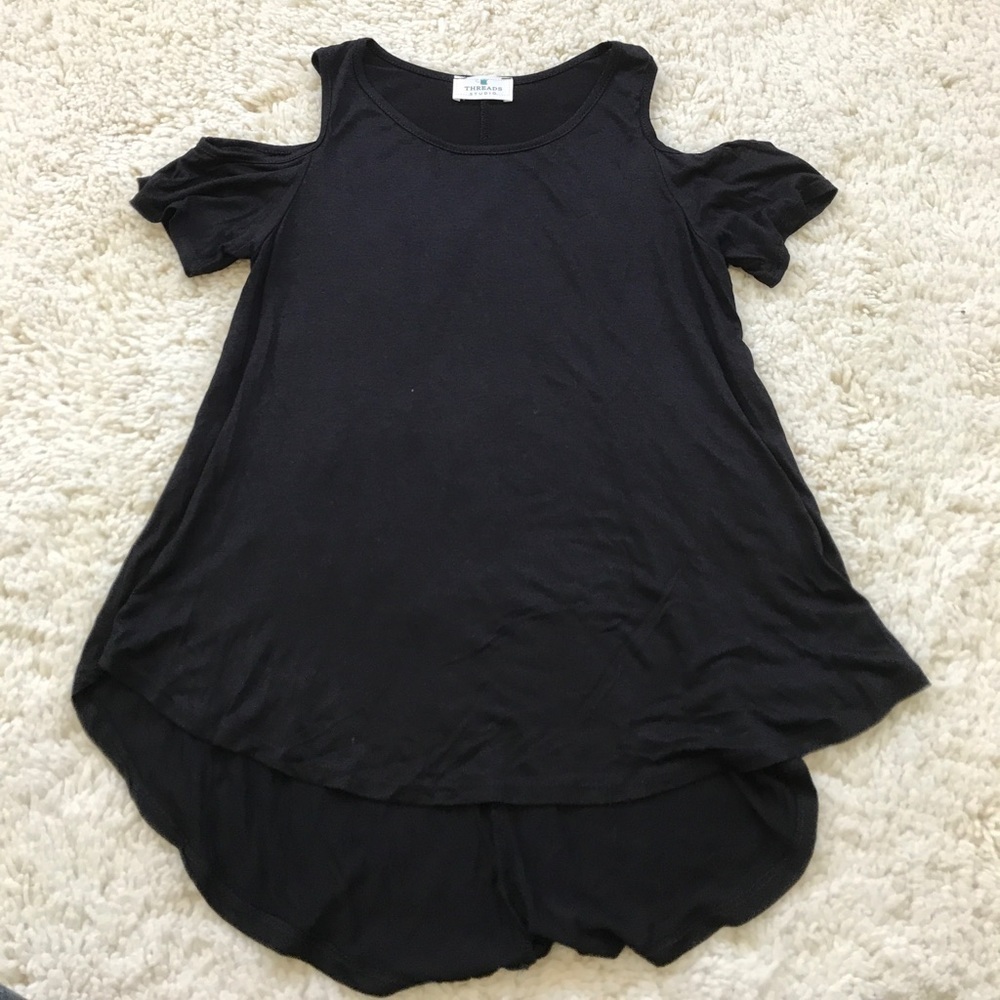 Black cold shoulder top